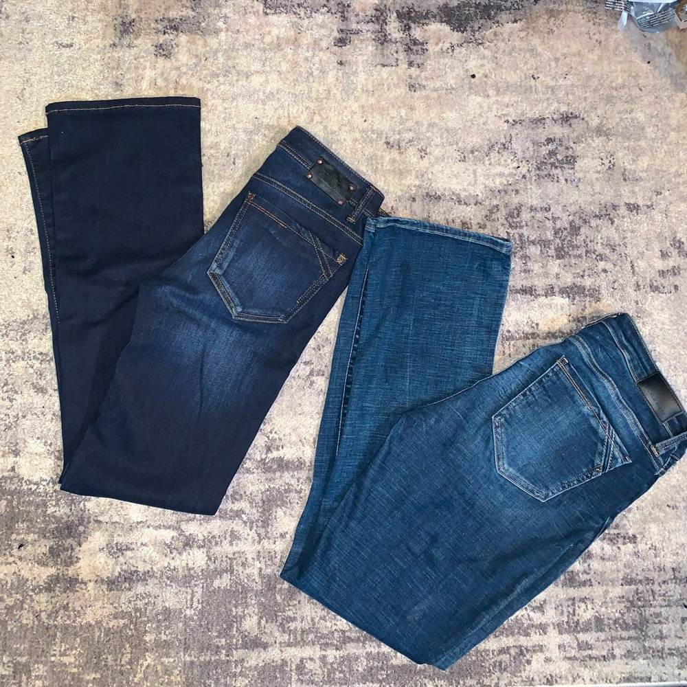 Lot of 2 Buckle Black Jeans—27x32 and 27x30, respectively.
